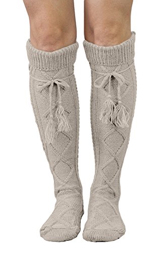 Tie Boot Socks Women's Tall Alpine Boutique Socks Brand by Modern Boho Oatmeal - Thumbnail 3