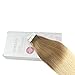 Moresoo 18 Inch 100 Remy Human Hair Tape in Extensions 50G/20PCS Color #6 Medium Brown Fading to #613 Bleach Blonde Extensions Glue in Tape on Remy Hair Extensions