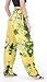 CandyHusky Women Elastic Waist Loose Fit Tie Dye Baggy Hippie Casual Yoga Pants (Green-Yellow)