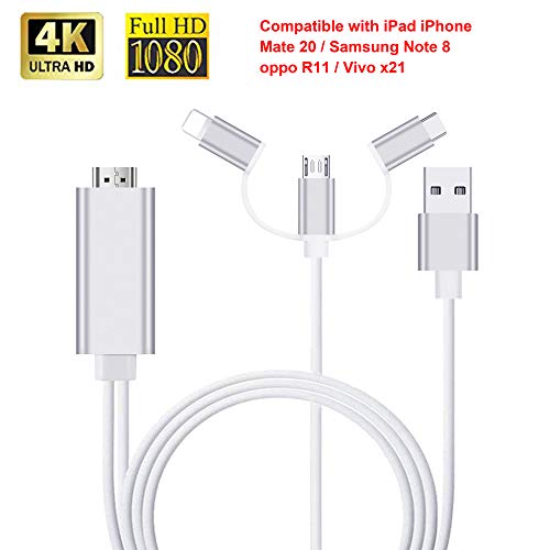 3 in 1 HDMI Cable Adapter, ZAMO 1080P USB/Type-C to HDMI Adapter Mirror Mobile Phone Screen to TV/Projector/Monitor Compatible with S8/9 Note 8/9 and More Android Devices - Thumbnail 7