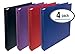 Better Office Products, 3 Ring Poly Binder with Pocket, 1 Inch, Letter Size, 4 Pack-Red, Blue, Purple, and Black primary