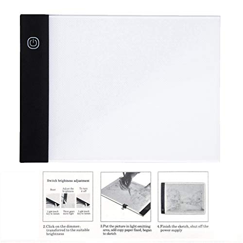 Choosebuy LED A5 Painting Tablet Board, Electronic Writings Pads, Drawing Board, Third Gear Dimming Copy Pad Panel Gifts for Kids (White)
