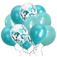 Turquoise Balloons Metallic Confetti Teal Balloons for Engagement Bachelorette Party Decorations Supplies(Turquoise Teal Confetti)