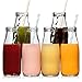 12 Pack - 11 Oz Glass Milk Bottles, 24 Metal Twist Lids and 12 Colorful Paper Straws - Reusable Vintage Dairy Bottles- Milk Bottles for Parties, Weddings, BBQ, Picnics.