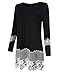 Leadingstar Women’s Long Sleeve Crew Neck Lace Hem Patchwork Loose Casual Dress