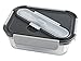 BUILT NY Gourmet Bento Glass Single Compartment Lunch Container with Stainless Steel Utensils Set, 30-Ounce, Black