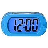 ZHPUAT Colorful Light Digital Alarm Clock with Snooze, Simple Setting, Progressive Alarm, Battery Operated, Shockproof, The Ideal Gift Clock For Kids & Convenient for Travel (Blue)