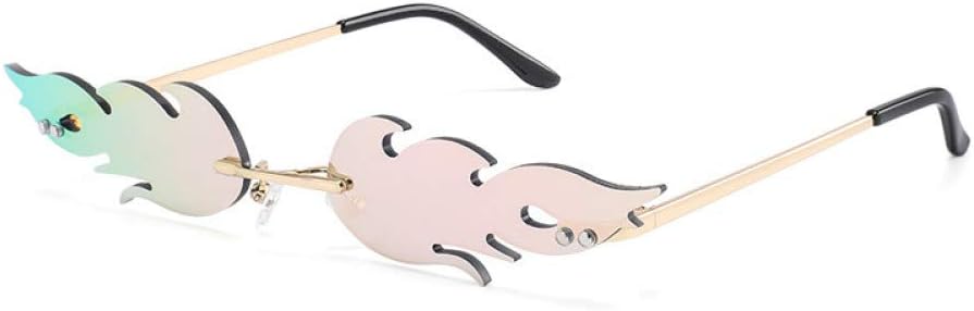 YIERJIU sunglasses Women men rimless wave sunglasses fire flame sunglasses eyewear design narrow sunglasses shadow streetwear