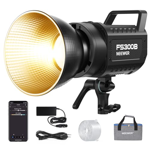 NEEWER FS300B 300W LED Studio Video Lamp, Two-Tone COB Continuous Lighting with Control 2.4G/APP 44500Lux/1m 2700K-6500K CRI97+, 12 Scenes, Bowens Spotlight Mount for Photography Streaming