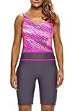 Dokotoo Womens Print Pattern One Piece Boy Leg Athletic Surfing Wetsuits Swimwear