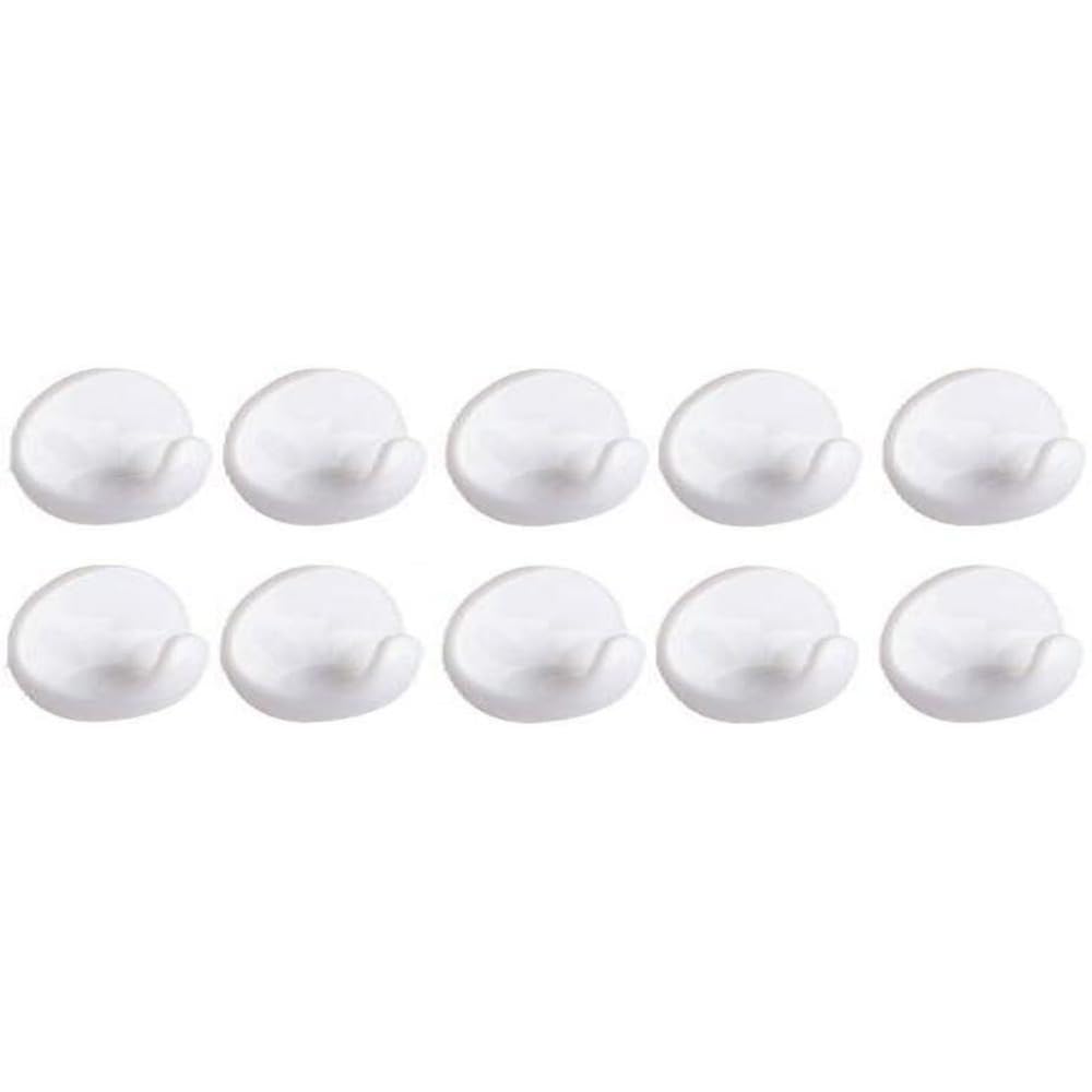 Merriway® BH01155 (10 Pcs) Small Oval Self Adhesive Hooks, 38 x 28 mm, White Plastic - Pack of 10 Pieces