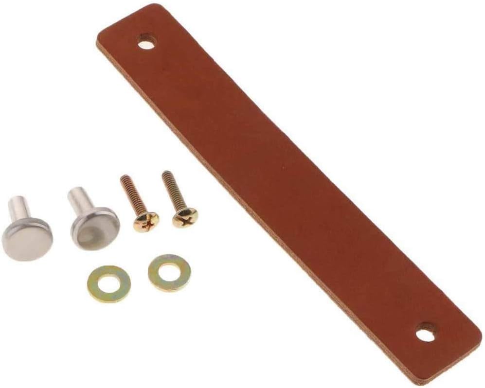 POFET 5pcs Nordic Wardrobe Cabinet Door Handle Soft PU Leather Door Handles for Cupboard Drawer Pull Knobs Furniture Hardware (26 x 125mm)- Light Brown