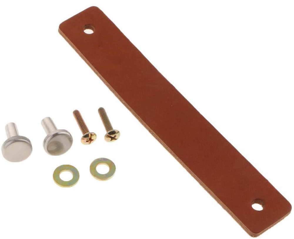 POFET 5pcs Nordic Wardrobe Cabinet Door Handle Soft PU Leather Door Handles for Cupboard Drawer Pull Knobs Furniture Hardware (26 x 125mm)- Light Brown