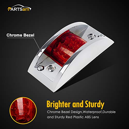 image for Partsam 4X Red Sealed Chrome Armored LED Trailer Clearance and Side Ma