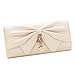 Damara Women Long Faux Leather Bifold Large Bow Design Wallet Handbag,Apricot