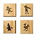 Final Fantasy Inspired Coasters (by Brindle Designs): Permanent Engraved Gift Set of 4 Wood Coasters. Cloud, Vivi, Cactuar and Chocobo.
