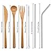 Sunshane Bamboo Travel Utensils Reusable Bamboo Cutlery Flatware Set Include Fork Spoon Knife Metal Straw Clean Brush with Carrying Bag (2 Set, Color Set 2)