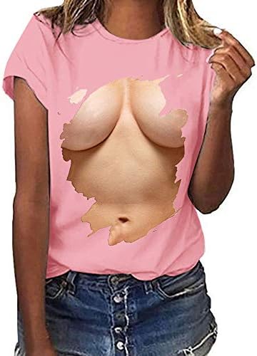 Yihaojia Women Blouse Women T-Shirt 3D Creative Big Chest Tees Tops Blouse
