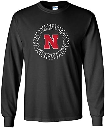 Women's Nebraska HUSKERS Circle Burst Rhinestones Long Sleeve Tee Shirt - Black - Medium