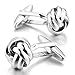RINGS-4U Knot Silver Color Men Unisex Wedding Gift Shirt Business Cufflink -1 Pair (2pcs)