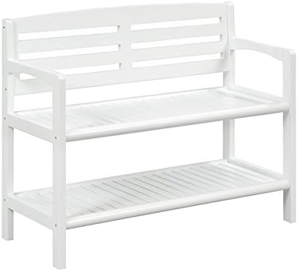 New Ridge Home Abingdon Solid Birch Wood White Large Bench With Back