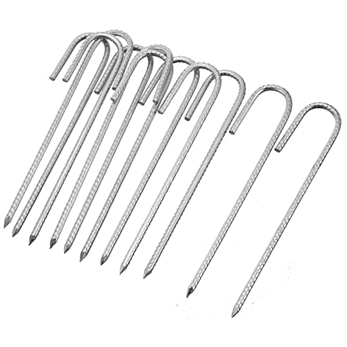 Galvanized Rebar Stakes, 12 inch Heavy Duty Ground Stakes J Hooks for