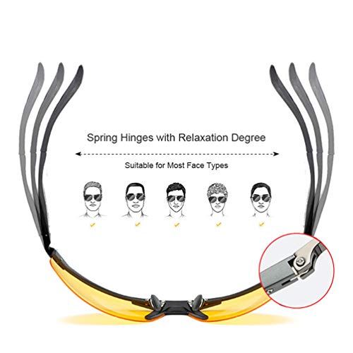 Night Driving Glasses Anti Glare Polarized HD Vision Sunglasses UV400 for Safety Car,Metal Frame Yellow Lens