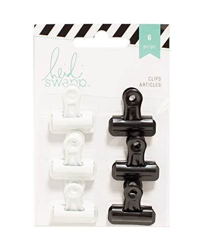 American Crafts Heidi Swapp Bulldog Clips Black & White 6 Piece