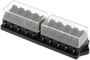 Sonline Portafusible Caja de Fusible Plastico 10 Vias 12V para Coche Auto Negro
