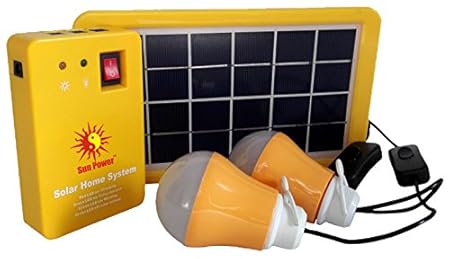 Generic Sun Power Solar Home Lighting System With 2 Bulbs,Yellow