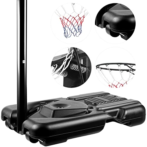 Pro Court Adjustable Portable Basketball Hoop - 43" Backboard, Height 6.5-10ft, Wheels, Base Fills With Water Or Sand