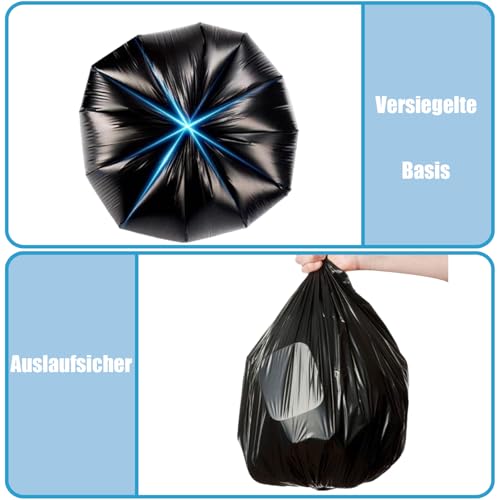 XIYOO Small Bin Liners 10 L with Carry Handle Pack of 100 Black Bin Bags Tear-Resistant Bin Bags Drawstring Rubbish Bags