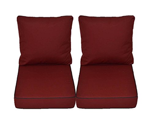 Sunbrella Burgundy / Maroon / Garnet Cushions with Black Piping /
Cording for Patio Outdoor Deep Seating Furniture Loveseat - Choice of
Size (24"w X 27"d)