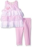 Rare Editions Baby Girls' Pink Chiffon With Eyelet Legging Set