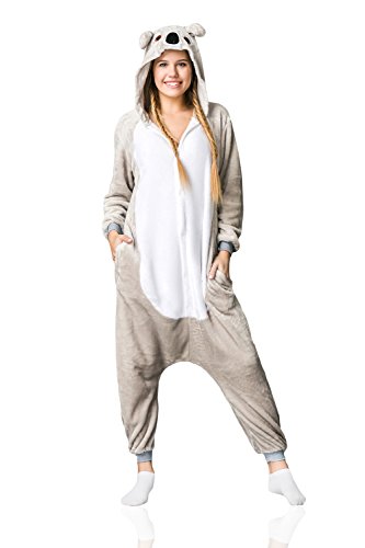 Nothing But Love Adult Koala Onesie Pajamas Kigurumi Animal Cosplay Costume Onsie Thick Fleece Pjs (S, Light Beige, White)