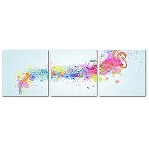 3 Panel Canvas Wall Art Music Note Pictures Home Wall Decorations for Bedroom Living Room Paintings Canvas Prints Framed - 12"x12"x3 Panels