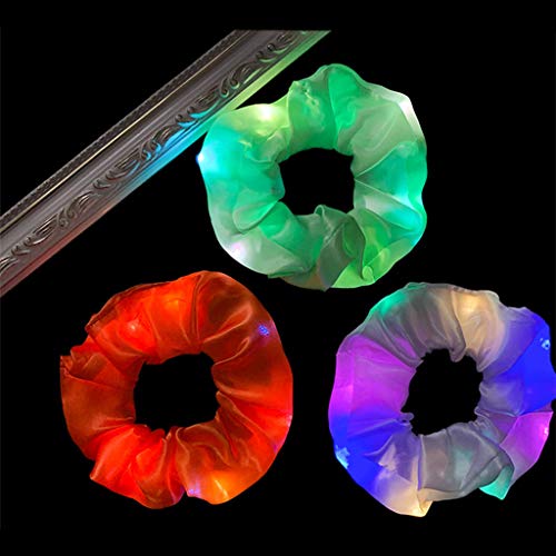 Hair Band, Fashion Tie-Dye Velvet Scrunchies with Hidden Pocket with LED Lamp Night Hairband for Halloween (D)