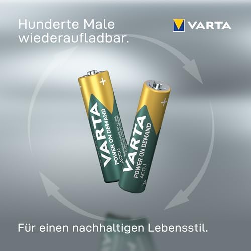 Batterien AA, wiederaufladbar 4 Stück, Recharge Accu Power on Demand
