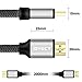HDMI Cable 2.0 (4K) High Speed 18Gbps - 28AWG Braided Cord - Gold Plated Connectors - Audio Return - Video 4K 2160p, HD 1080p, 3D - Xbox PlayStation PS3/4 PC Apple TV HDMI Cable -6.6Ft(Silver)