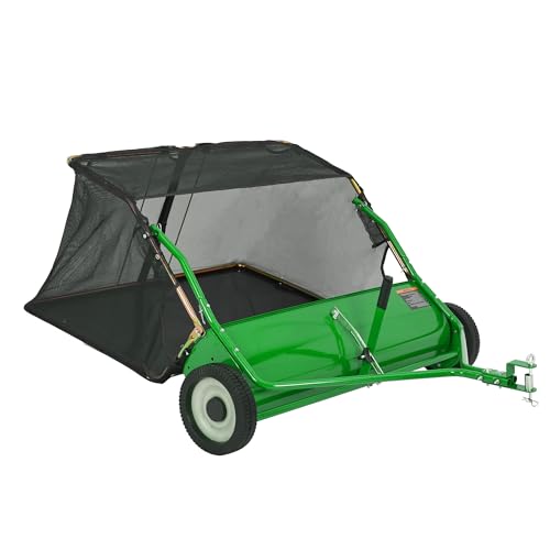 EliteEdge 48 Inch Tow Behind Lawn Sweeper, 16 Cu.ft Carbon Steel Heavy Duty Pul…