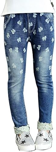 Aisin Gioro Girls Slim Adjustable Waist Butterfly Skinny Jeans Pants Size 5-16