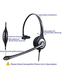 Auriculares de teléfono Wantek con micrófono, auriculares de teléfono mono con cable para teléfonos inalámbricos Panasonic con conector de 2,5 mm Más otros teléfonos DECT para oficina doméstica AT&T ML17929 RCA Vtech Cisco Polycom (F600J25P)
