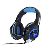 PS4 Headset, LESHP Gaming Headset 3.5mm Over Ear Headphones with Mic Microphone Wired Stereo Bass LED Light Noise Isolating Reduction LED Light 6.9Feet Long Cable for Play Station PS4 PC Computer