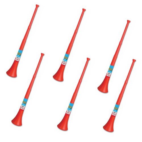 Vuvuzela - South African Style Collapsible Horn, Red (Pack of 6)