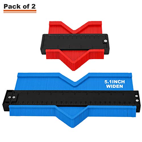 Upgrade 2 PCS Contour Gauge Duplicator Shape Profile DIY Woodworking Tools 10inch Blue Widen and 5inch Red