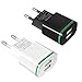 Power-7 European Travel Plug Adapter, 2-Pack 2.1A US to Europe Power Adapter Universal Dual USB Wall Charger Compatible with iPhone 11/11 Pro Max/Xs/XR/X/8/7/6 Plus, iPad, Samsung, LG, Android Phone
