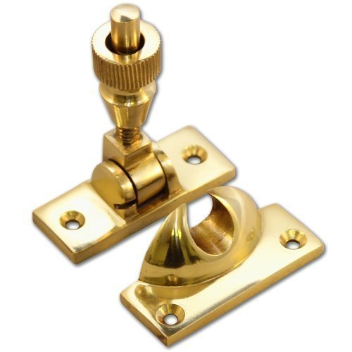 Lever Lock Sash Window Fastener Twist Catch Latch + Screws - (Polished Brass)