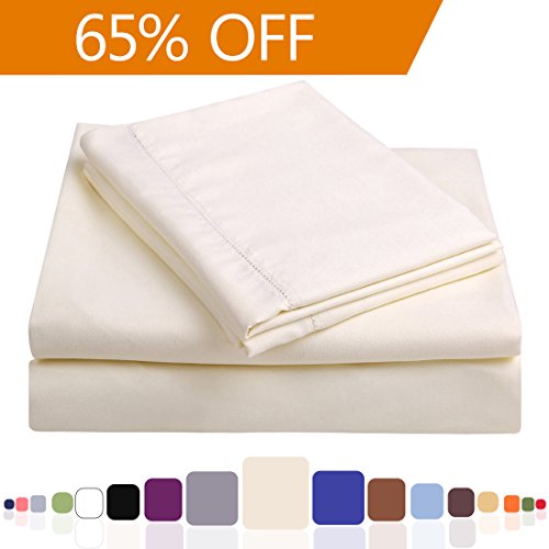 Balichun Microfiber 4-Piece Bed Sheet Set with 18-Inch Deep Pocket, Twin, Ivory