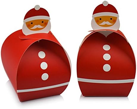 WYTD DIY Christmas Folding Paper Box Package Candy Cup Cake Bakery Boxes ( Red,Set of 12)