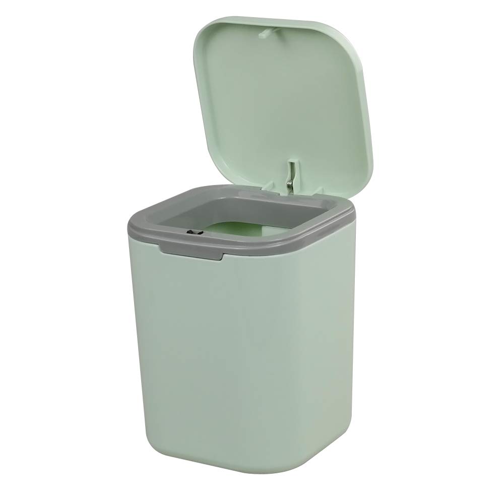 Gitany Push-button Mini Desktop Dustbin with lid, Small Trash Bin (Green)